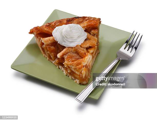 slice of apple pie - apple pie stock pictures, royalty-free photos & images