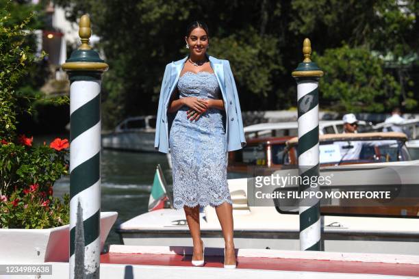 Spanish model Georgina Rodriguez arrives to the pier of the Excelsior Hotel on September 1 on the opening day of the 78th Venice Film Festival at...