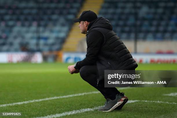 Robbie Stockdale the manager / head coach of Rochdale during the Papa John's Trophy match between Rochdale and Liverpool u21s at Crown Oil Arena on...