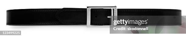 cinturón negro aislado en blanco - cinturón de cuero fotografías e imágenes de stock