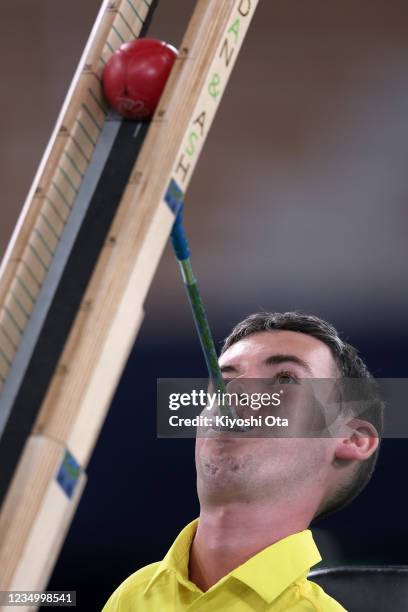 Daniel Michel of Team Australia competes against Scott McCowan of Team Great Britain in the Boccia Mixed Individual - BC3 Bronze Medal match on day 8...