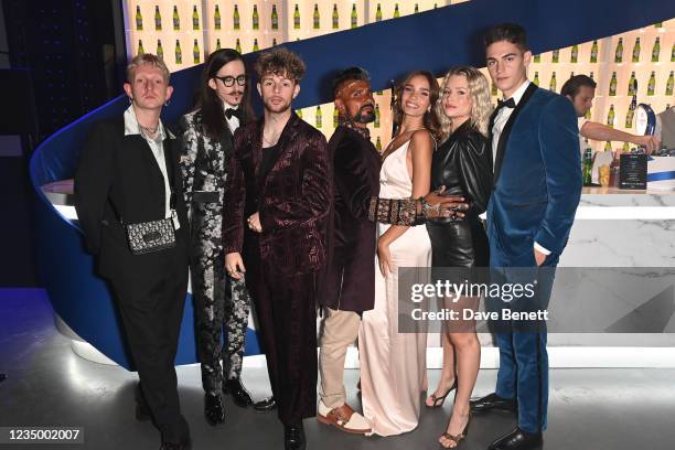 Finn Buchanan, Joshua Kane, Tom Grennan, Azim Majid, Hana Cross, Lottie Moss and Hero Fiennes Tiffin attend the 24th GQ Men of the Year Awards in...