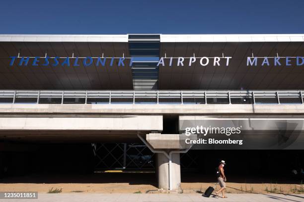 Passenger arrives at Thessaloniki Makedonia Airport , operated by Fraport Greece, in Thessaloniki, Greece, on Thursday, Sept. 2, 2021. Greeces health...