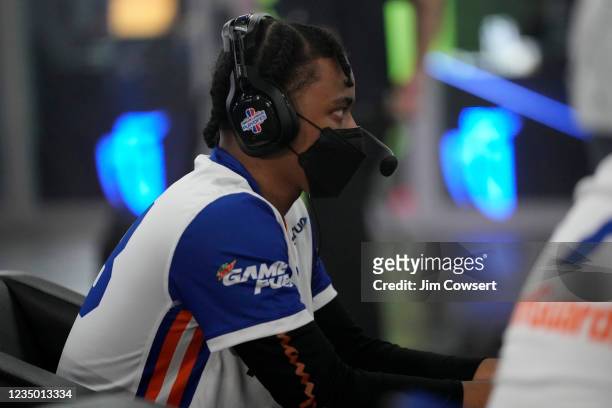 Duck of Knicks Gaming looks on during the game against the of the Grizz Gaming during the 2021 NBA 2K League Playoffs on August 26, 2021 in Dallas,...