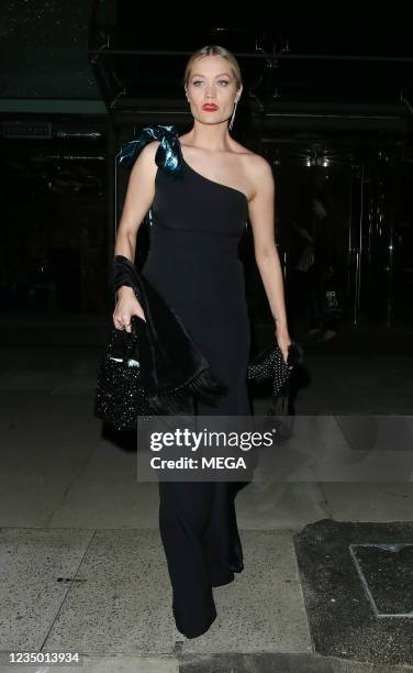 Laura Whitmore is seen leaving The GQ Men Of The Year Awards After Party held at 180 The Strand on September 2 2021 in London, England.