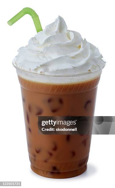 iced mocha coffee with whipped cream - mocha stock pictures, royalty-free photos & images