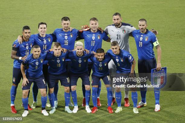Italy poses during the 2022 FIFA World Cup Qualifier match between Italy and Bulgaria at Artemio Franchi on September 2, 2021 in Florence, Italy.