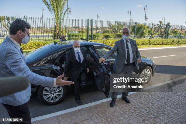 Speaker of the House of Representatives of Libya, Aguila Saleh meets Moroccan Foreign Minister Nasser Bourita during his official visit in Rabat,...