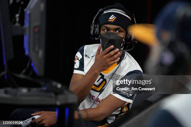 Splashy of Jazz Gaming looks on during the 2021 NBA 2K League Playoffs on August 27, 2021 in Dallas, Texas at the Mavs Gaming Hub. NOTE TO USER: User...