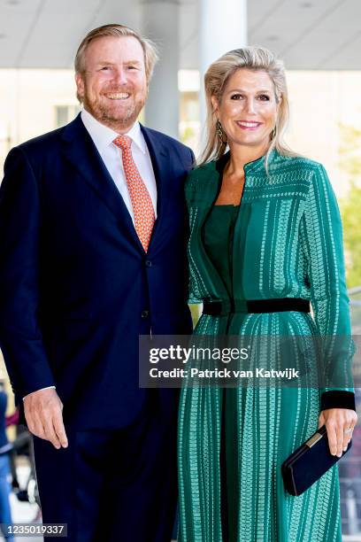 King Willem-Alexander and Queen Maxima of The Netherlands attend the opening of Amare cultural center on September 2, 2021 in The Hague, Netherlands.