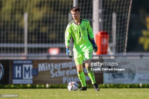 Goalkeeper Timo Schlieck of Germany looks on during the international friendly match between Germany U16 and Austria U16 at Jakob Schaumaier...