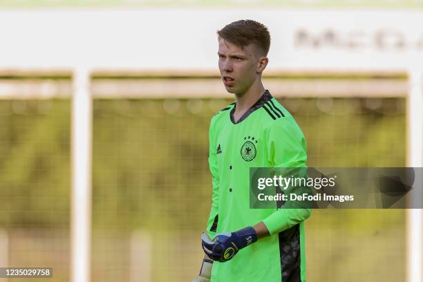 Goalkeeper Timo Schlieck of Germany looks on during the international friendly match between Germany U16 and Austria U16 at Jakob Schaumaier...