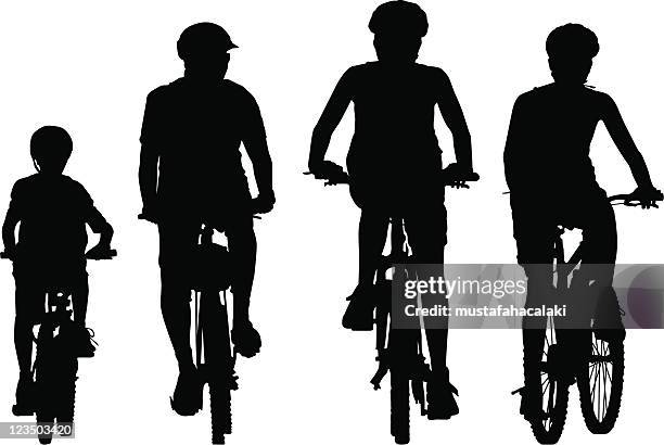 familie radfahren - family cycle stock-grafiken, -clipart, -cartoons und -symbole