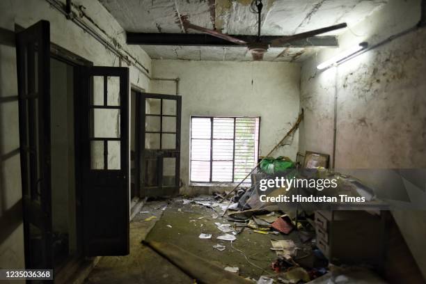 View of the historical rooms that are found inside the Delhi Vidhan Sabha at Civil Lines on September 3, 2021 in New Delhi, India. A tunnel-like...