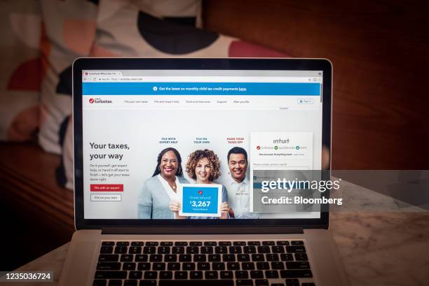 The TurboTax website on a laptop computer in an arranged photograph in Hastings-on-Hudson, New York, U.S., on Friday Sept. 3, 2021. Intuit Inc., the...