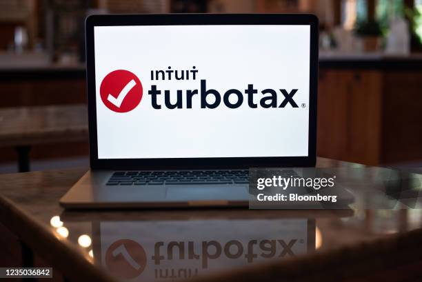 The TurboTax logo on a laptop computer in an arranged photograph in Hastings-on-Hudson, New York, U.S., on Friday Sept. 3, 2021. Intuit Inc., the...