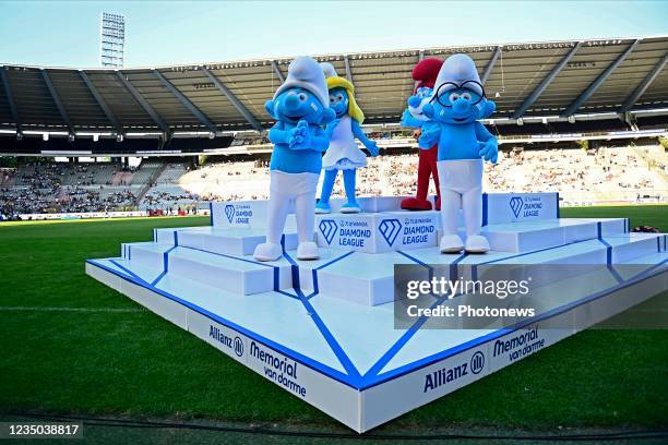 The smurfs pictured during the 45th edition of the ALLIANZ Memorial Van Damme IAAF Diamond Athletics League meeting. In king baudouin stadium. On...