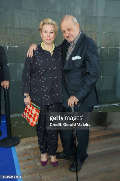 Leonard Lansink and Maren Muntenbeck attend the Deutscher Schauspielpreis 2021 at Spindler & Klatt on September 3, 2021 in Berlin, Germany.