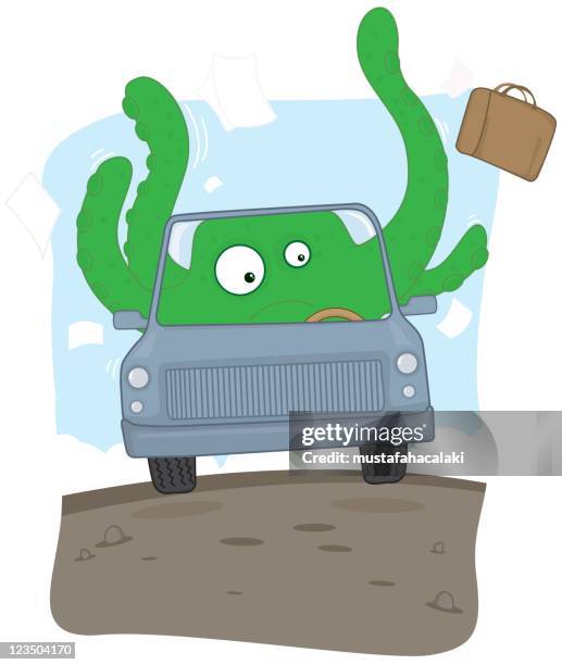 traffic monster - strange car stock illustrations