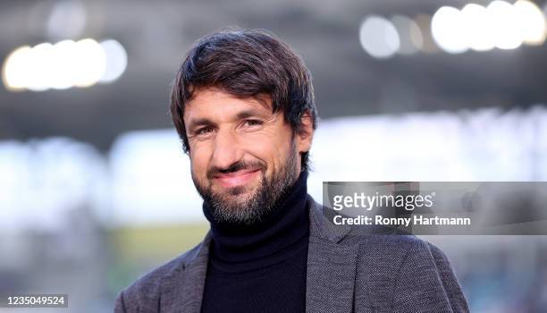 Former soccer player and TV expert Thomas Broich looks on prior to the 3. Liga match between 1. FC Magdeburg and 1. FC Kaiserslautern at MDCC Arena...