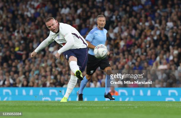 Wayne Rooney during Soccer Aid for Unicef 2021 at Etihad Stadium on September 4, 2021 in Manchester, England.