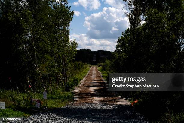 View of construction road for the Line 3 Pipeline project near the Mississippi River on September 4, 2021 in Park Rapids, Minnesota. Rep. Ilhan Omar...