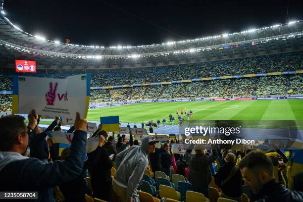 General view of the stadium during the FIFA World Cup 2022 Qatar qualifying match between Ukraine and France at Olympic Stadium on September 4, 2021...