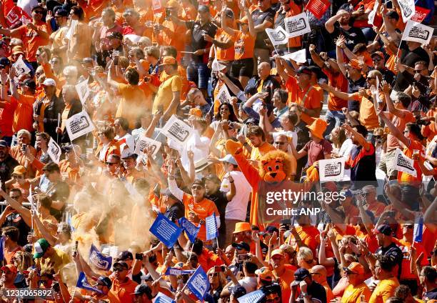 Audience in the stands during the Dutch Grand Prix at the Zandvoort circuit. REMKO DE WAAL