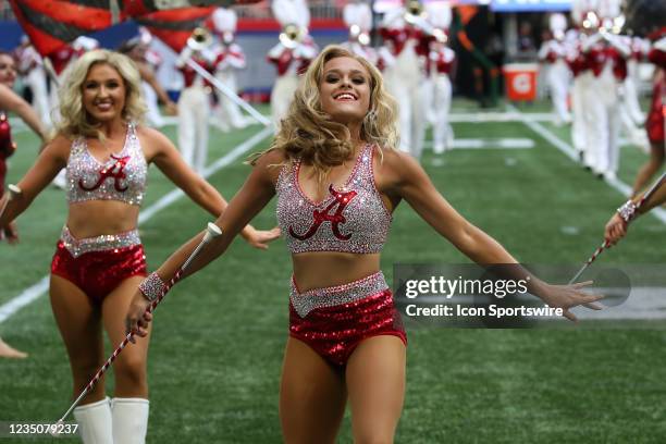 Alabama majorettes perform at halftime of the Chick-fil-A Kickoff Game between the Miami Hurricanes and the Alabama Crimson Tide on September 4, 2021...