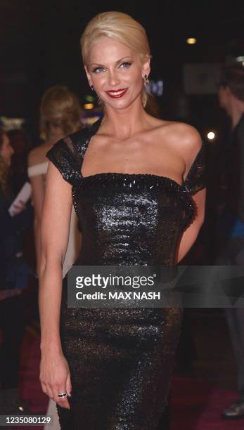 Sarah Harding of the British music band, 'Girls Aloud', arrives in London's Leicester Square for the World Premiere of her latest film 'St. Trinian's...