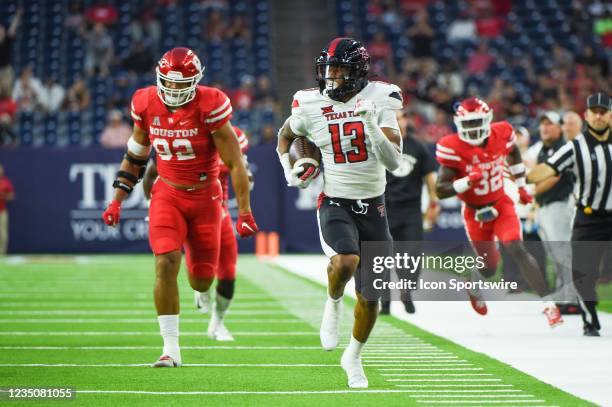 Texas Tech Red Raiders wide receiver Erik Ezukanma finds running room to the outside during the football game between the Texas Tech Red Raiders and...