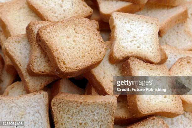 Rusks are pictured during the Bread Festival 2021 in Ivano-Frankivsk, western Ukraine.