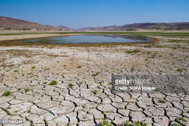 Little water remaining in a drying lake bed. Nevada continues to suffer through a drought.