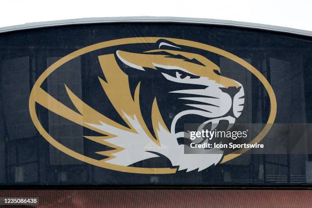 General view of the Missouri Tigers logo on the scoreboard before a college football game between the Central Michigan Chippewas and Missouri Tigers...