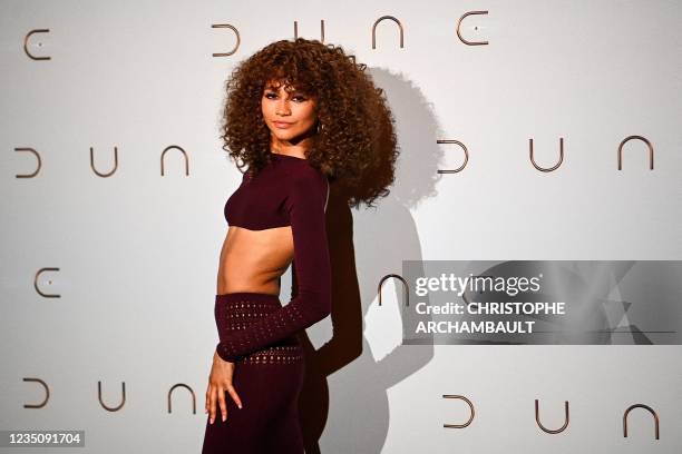 Actress Zendaya Coleman, aka Zendaya poses during a photocall ahead of the avant-premiere of the science-fiction movie "Dune" at the Grand Rex cinema...