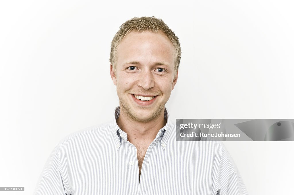 Portrait of member of Secret society smiling, Denmark