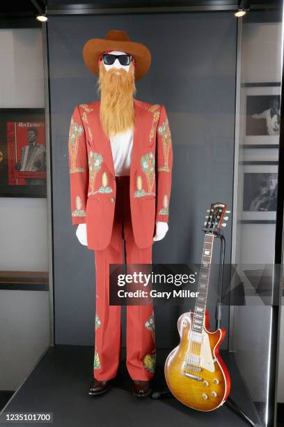 Billy Gibbons long lost Nudie Suit which was recovered by him on an episode of Pawn Stars and then donated to the Antone's Blues Museum is displayed...