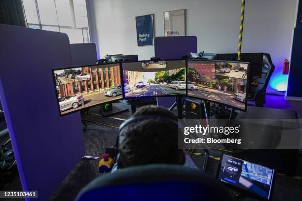 Vay teledriver operates a remote-controlled vehicle from the companys offices in Berlin, Germany, on Tuesday, Aug. 24, 2021. Vay, which has been...