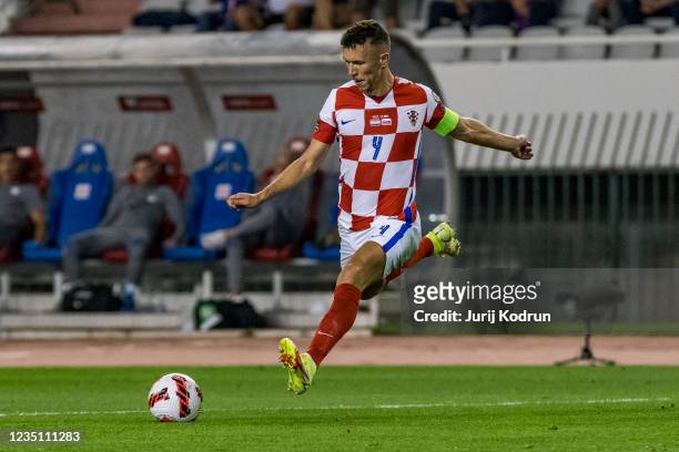 Ivan Perisic of Croatia shoots the ball during the 2022 FIFA World Cup Qualifier match between Croatia and Slovenia at Stadion Poljud on September 7,...