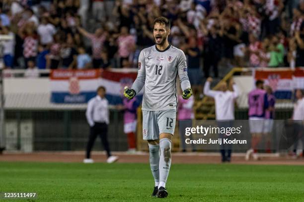 Ivica Ivusic of Croatia celebrates Croatian second goal during the 2022 FIFA World Cup Qualifier match between Croatia and Slovenia at Stadion Poljud...