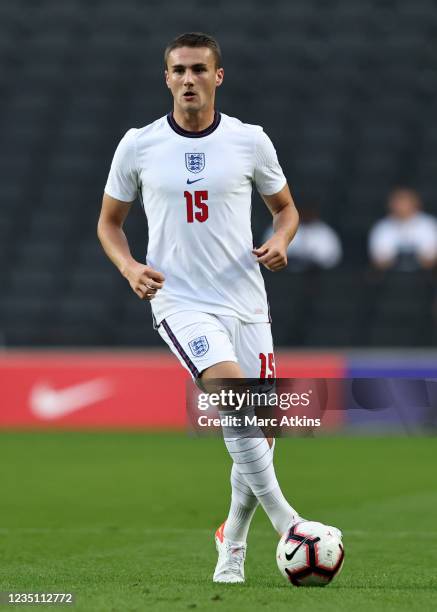 Taylor Harwood-Bellis of England during the UEFA Under 21 Qualifier between England U21 and Kosovo U21 at Stadium mk on September 7, 2021 in Milton...