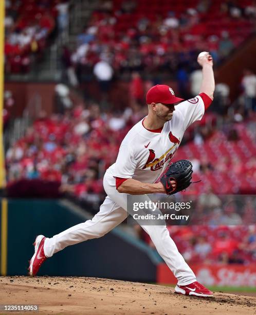 Happ of the St. Louis Cardinals pitches during the second inning against the Los Angeles Dodgers at Busch Stadium on September 7, 2021 in St Louis,...