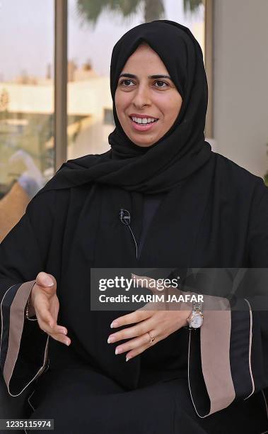Qatars assistant Foreign Minister Lolwah al-Khater talks during an interview at Park View Villas, a Qatar's 2022 FIFA World Cup residence in Doha, on...