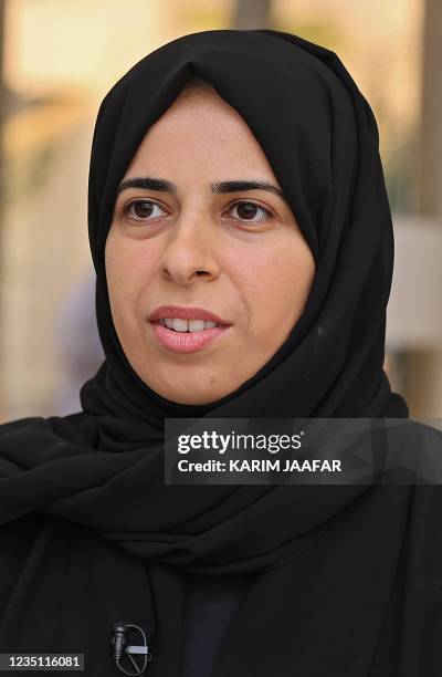 Qatars assistant Foreign Minister Lolwah al-Khater talks during an interview at Park View Villas, a Qatar's 2022 FIFA World Cup residence in Doha, on...