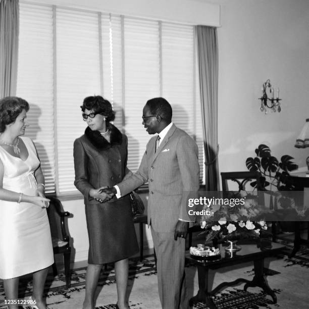 French US-born dancer and singer Josephine Baker, who participates in the first Negro Arts festival dedicated to the West Indies in Dakar, is...