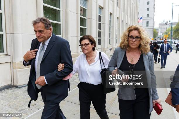 Nancy Salzman, former president and co-founder of Nxivm, center, arrives at federal court ahead of sentencing in the Brooklyn borough of New York,...