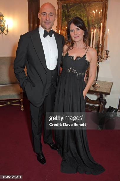 Mark Strong and Liza Marshall attend Bird in Hand Wine's Sparkling 2021 dinner at Fortnum & Mason on September 8, 2021 in London, England.