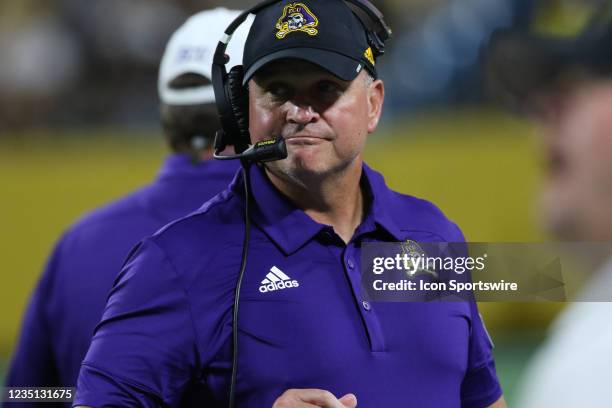 Mike Houston head coach of East Carolina during the Duke Mayo Classic college football game between the East Carolina Pirates and Appalachian State...