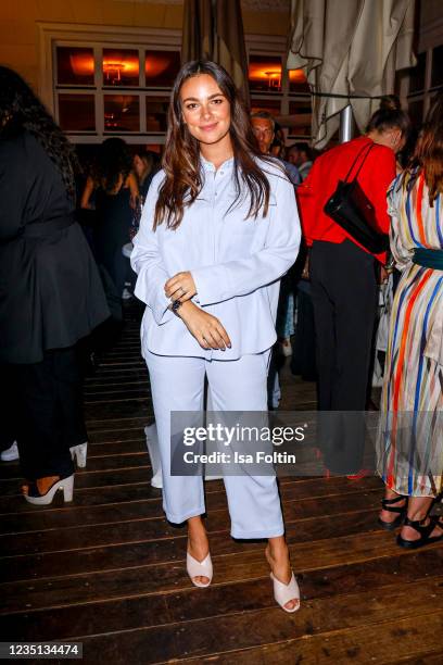 German actress Janina Uhse attends the Fashion Council Firesidechat during the Mercedes-Benz Fashion Week Berlin September 2021 at Borchardt on...