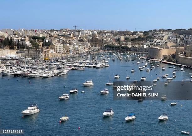 View of the Valletta harbor in Malta on September 8, 2021.